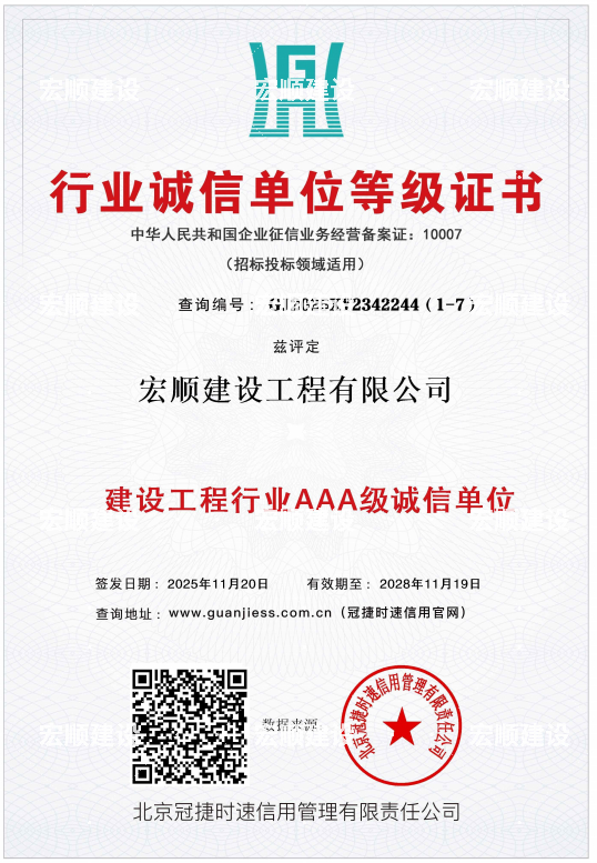 建筑工程行業(yè)AAA級誠信單位